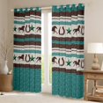 thumbnail image 2 of Homewish Southwestern Retro Horseshoe Black Out Curtains,Rustic Farmhouse Cabin Curtains Pack of 2 (42x63 Each),Vintage Cyan Texas Star Bedroom Curtains For Adult,Ultra Soft Home Decor, 2 of 6