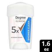 Degree Clinical Strength Antiperspirant Deodorant 96-Hour Sweat and Odor Protection Shower Clean Soft Solid 5x Types of Sweat, 1.6 oz