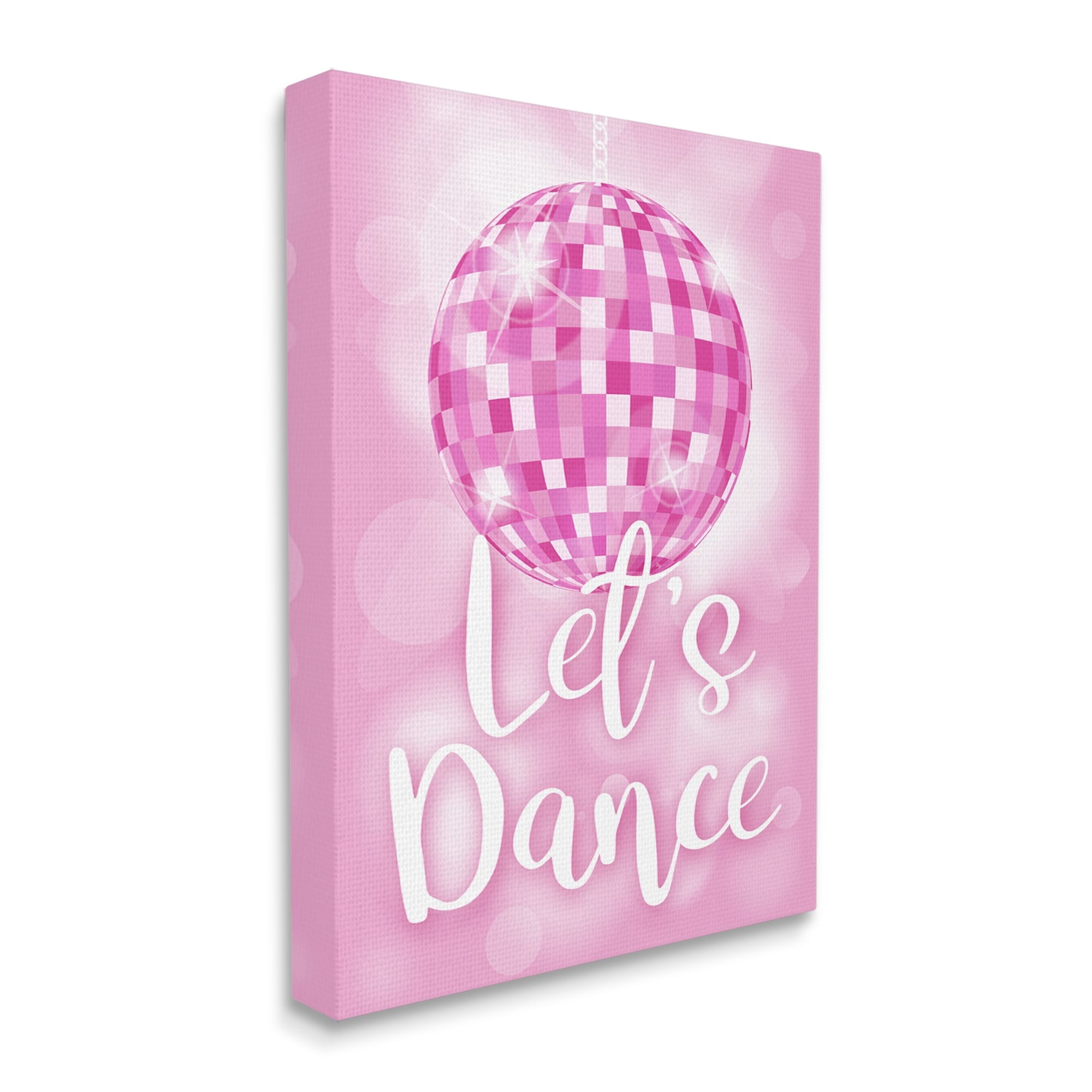 Stupell Industries Let's Dance Bold Pink Disco Ball Beauty & Fashion Painting Gallery Wrapped Canvas Print Wall Art