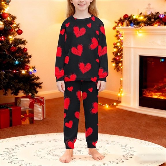 ATOGUTA Girls Outfit Valentine's Day Valentine's Day Clothes Long Sleeve Tops and Jogger Pants Kids Tracksuit Sweatsuits Set Size 5T-16, Multicolor