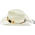thumbnail image 2 of Cream White COWBOY Paper Straw HAT Beads Cowboy Cowgirl Men or Women Lightweight, 2 of 4