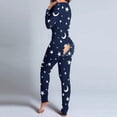 thumbnail image 4 of Pijama Sexy con solapa abotonada para mujer, mono de manga larga con estampado bonito, diseño de botones funcionales, 4 of 4
