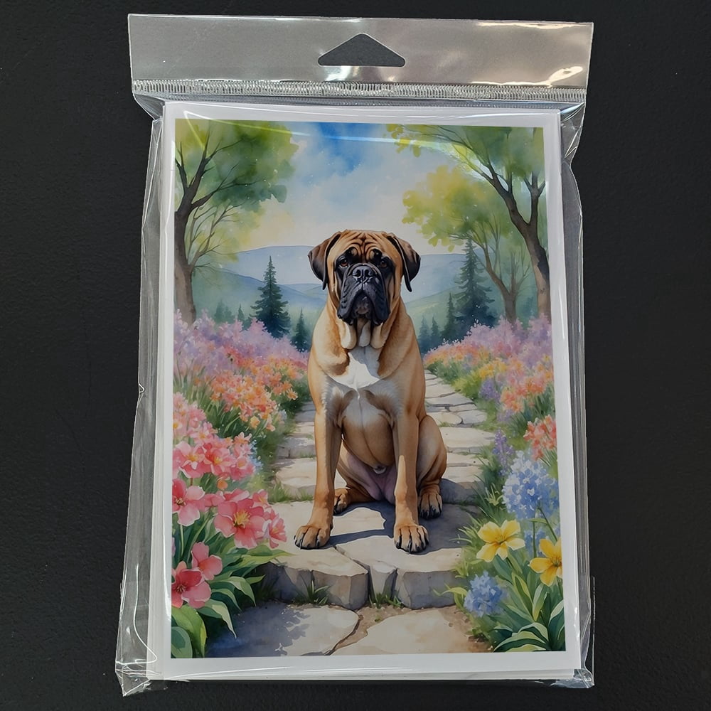 Bullmastiff Spring Path Greeting Cards Pack of 8 7 in x 5 in