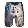 thumbnail image 4 of Yiaed White Wolf With Flowers Print Men's Swim Trunks with Lining Quick Dry Sports Shorts Beach Shorts Boardshorts-3X-Large, 4 of 5