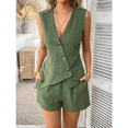 thumbnail image 2 of EASYBRA Women Button Cardigan Vest and Shorts Set Casual Summer Two Piece Resort Outfit, 2 of 7