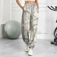 thumbnail image 2 of Camo Sweatpants for Women Cinch Bottom Drawstring High Waisted Workout Trousers Maple Leaf Print Lounge Pants Wide Leg Active Joggers Pants with Pockets white 3X-Large, 2 of 5