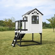 Backyard Discovery Sweetwater Heights White Cedar Wooden Elevated Playhouse, Slide