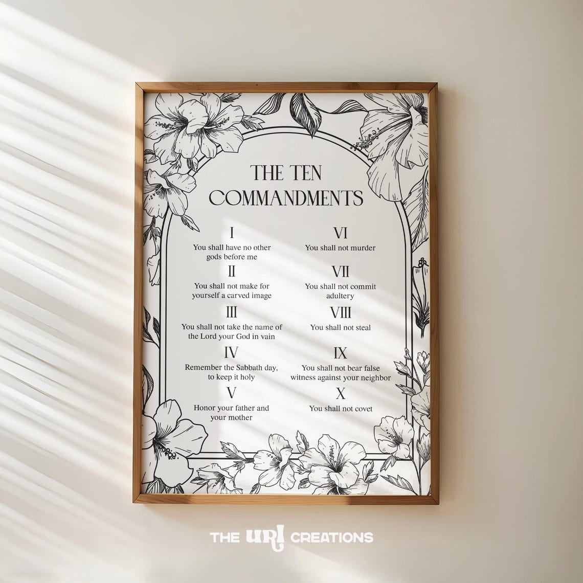 Ten Commandments Wall Art Print Bible Verse Poster Modern Christian Art Botanical Trendy Scripture Home Decor Wall Art Modern Wall Decor