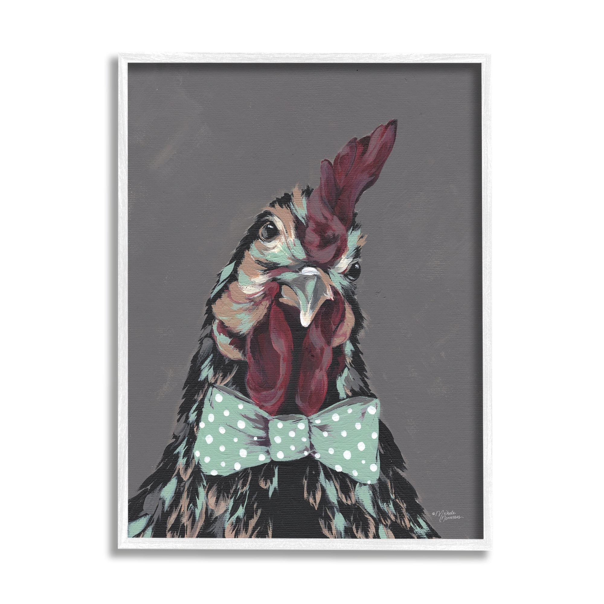 Stupell Industries Rooster Sire Exotic Farm Animal Polka Dot Bowtie,16 x 20, Design by Michele Norman