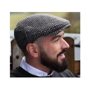 Hanna Hats of Donegal Vintage Irish Tweed 100 % Wool Mens Flat Driving Cap Handcrafted in Ireland