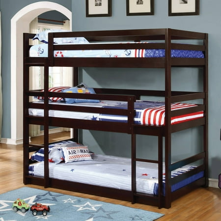 Coaster Triple Twin Bunk Bed Cappuccino Box 3 Of 3 Walmart Com