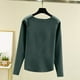 thumbnail image 5 of Blazers para mujer,Blusa de manga larga para mujer, cuello redondo, botones delanteros, camisa informal de color liso, tela de rayón suave, ideal para uso diario y en casa, sopatenor, 5 of 9