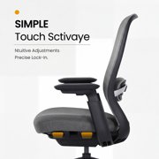 COLAMY Aether Ergonomic Mesh Office Chair, One-Touch Easy Adjust Managerial Desk Chair with Levitating Seat Cushion & Pilot-Level Sync Armrests, 300 LBS Mid Back Mesh Computer Chair, Grey