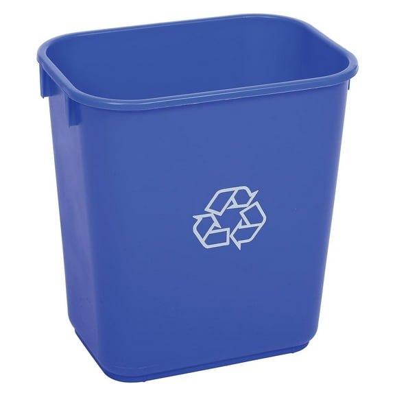 Global Industrial Plastic Recycling Wastebasket, 13-5/8 Qt., Blue