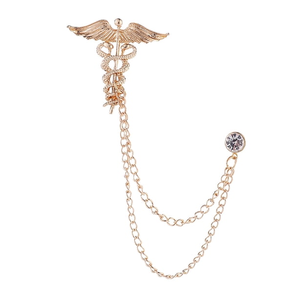 Broche de traje con cadena, broche de ángel para hombres, cadenas colgantes de fiesta de graduación, broche de cadena para traje de hombre, Dorado Yinane broche de los hombres