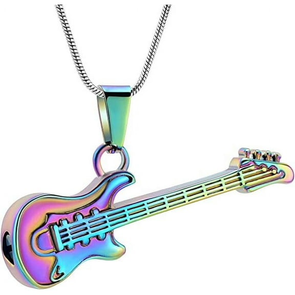 Guitar Cremation Jewelry for Ashes - Guitar Locket Urn Necklace Musical Memorial Pendant Bereavement Keepsake Gift memorial jewelry for Women&Men for Loss of Guitarist or Music Lover