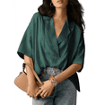 thumbnail image 1 of Blusa Informal Elegante para Mujer, de Negocios, de Corta, con Cuello en V y Tapeta, Camisa de Trabajo Verde L, 1 of 8