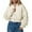 Beige, variant on Zip Up Hoodie Women with Ribbon Bows Cropped Varsity Jacket Fall Cute Outerwear