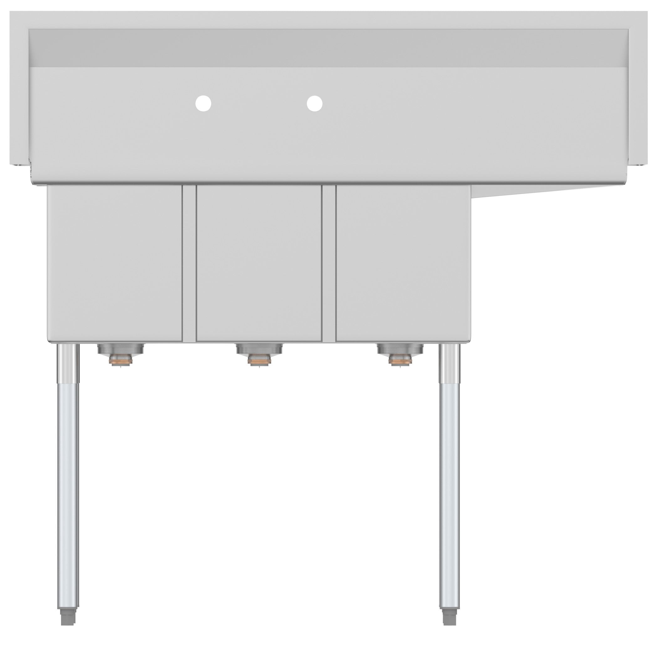 KoolMore 45 in. Three Compartment Stainless Steel Commercial Sink with Drainboard, Bowl Size 10"x 14"x 10"