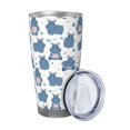 thumbnail image 2 of Haiem Cute Hippos Printed 20oz Straight Skinny Car Cups With Insulated Cup Sleeve Portable Handle, Sports Travel Coffee Mug, Stainless Steel, Insulated-Straw Three-piece Set, 2 of 8