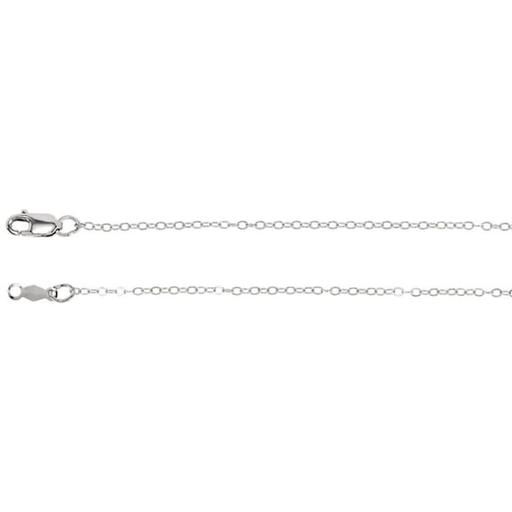 14k White Gold 1.2mm Necklace - 1.4 Grams - 24 Inch Flat Cable Chain With Lobster Clasp