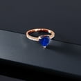 thumbnail image 4 of Gem Stone King 1.14 Ct Heart Shape Blue Created Sapphire 18K Rose Gold Plated Silver Ring, 4 of 5