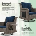 thumbnail image 5 of 5 Pieces Outdoor Patio Furniture Set with Ottomans, Rattan Wicker Patio Swivel Rocking Chairs Set of 2 with Pet House Cool Bar and Retractable Side Tray, Patio Conversation Sets for Backyard Porch, 5 of 7