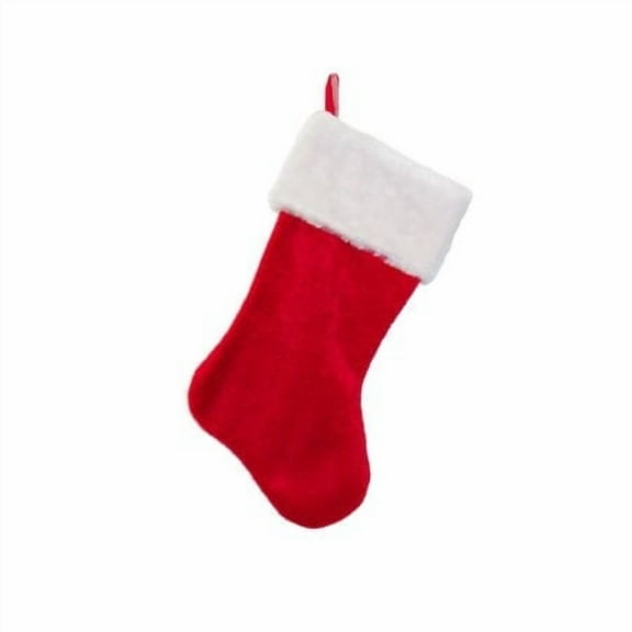 Cp Christmas Holiday Felt Red Stocking w/ White Plush Cuff & Red Hanging Tag 12" (1 Pack)