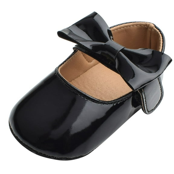 Liyamei Toddler Kids Baby Girls Patent Leather Cute Bow FirstWalk Hook&Loop Casual Shoes Toddler Sneakers Size 2