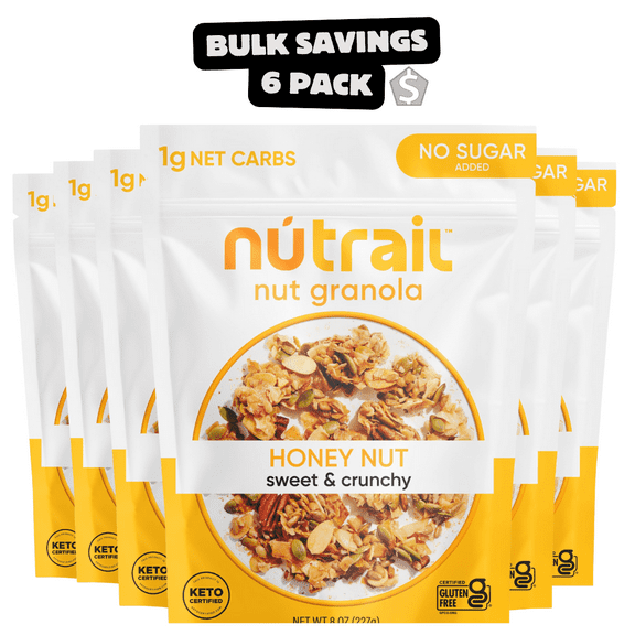 6 x - NuTrail Nut Granola Cereal, Honey Nut, No Sugar Added, Keto, Low Carb, Gluten Free, Grain Free, Healthy Breakfast 8 oz. 1 Count