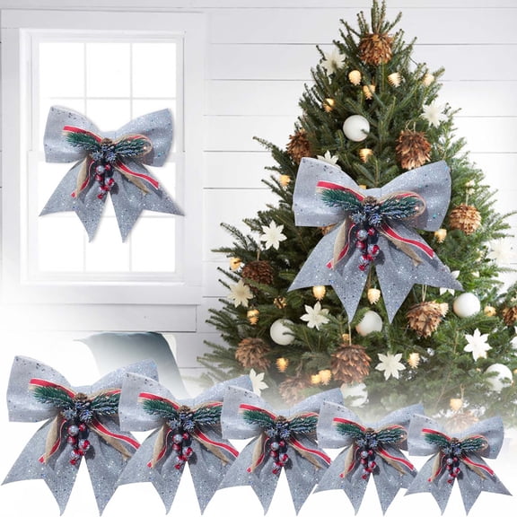 Christmas Bows Ornament for Wreath 15.74×13.77inch Red Christmas Bows Outdoor Decoration Large Three-dimensional Ribbon Bows Craft Gift Bows Hanging Decoration for Wreaths Outdoor,Tree Topper