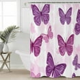 thumbnail image 2 of 60x72 Inch Shower Curtains for Bathroom Purple Butterflies Fabric Bath Curtain Decor Summer Butterfly Modern Art Waterproof Restroom Curtains Shower Set Accessories with 12 Hooks 60 Inch, 2 of 6
