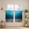 thumbnail image 2 of Light Blue Ocean Waves Kitchen Curtains 45 Inch Length, Summer Beach Coastal Abstract Tiers Curtains for Bathroom Bedroom Cafe, Light Filtering Small Window Treatment Short Drapes 2 Panels 42"Wx45"L, 2 of 8