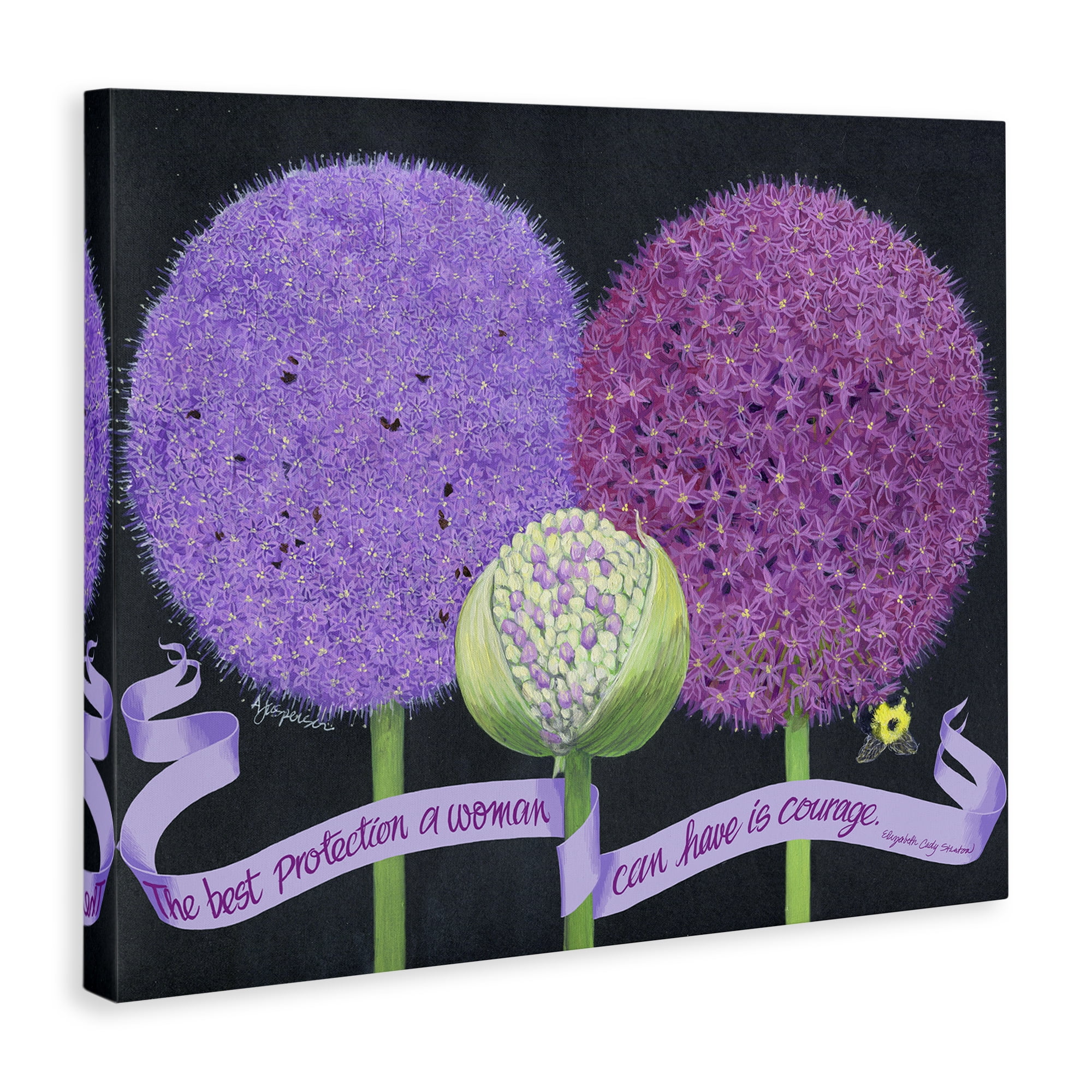 Stupell Industries Feminine Courage Quote Botanical & Floral Painting Gallery Wrapped Canvas Art Print Wall Art, 40 x 30