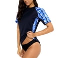 thumbnail image 2 of Women's Quick Dry Mesh Rash Guard Printed Raglan Sleeve Swimwear Surfing Shirt Tops, 2 of 5