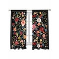 thumbnail image 2 of Sheer Curtains 63 Inches Long, Watercolor Flowers Light Filtering Window Curtains for Living Room/Bedroom, Farmhouse Floral Vintage Black Rod Pocket Voile Sheer Curtain Drapes, 52"W x 63"L, 2 Panels, 2 of 8