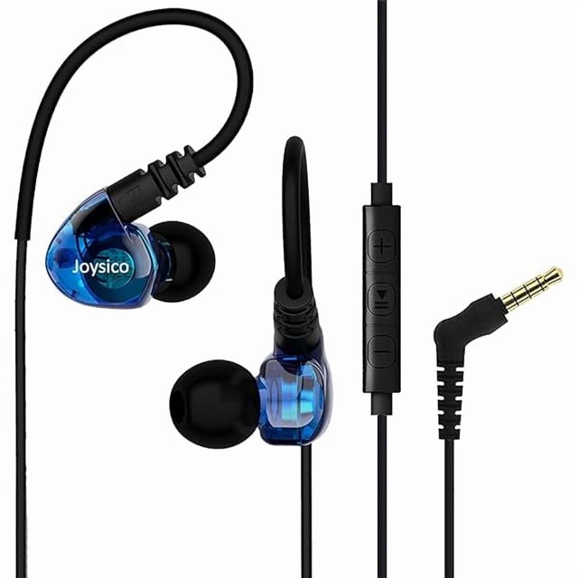 wonima11 Wired Over Ear Earbuds for Kids Women Small Ears, Sport in-Ear Headphones Earhook Earphones for Running Exercise Jogging, Ear Buds with Case Microphone and Volume for Cell Phones Laptops Blue