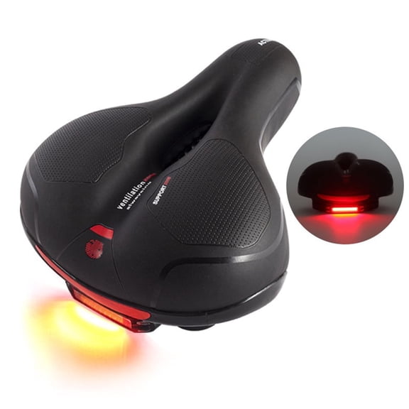 Comfortable Bike Seat Saddle Bicycle Seat Air Cushion Pad Wide Big Bum with USB Tail Light
