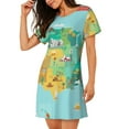 thumbnail image 2 of Hirioo USA Tourist Map for Women's Nightdress Comfortable Short Sleeve Nightwear Casual Sleep Dress, 2 of 6