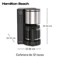 thumbnail image 2 of Cafetera Programable de 12 Tazas Hamilton Beach Premium Flavor con Filtro Cónico, Intensidad Ajustable, Función Mantener Caliente y Programación 24 Horas, 2 of 8