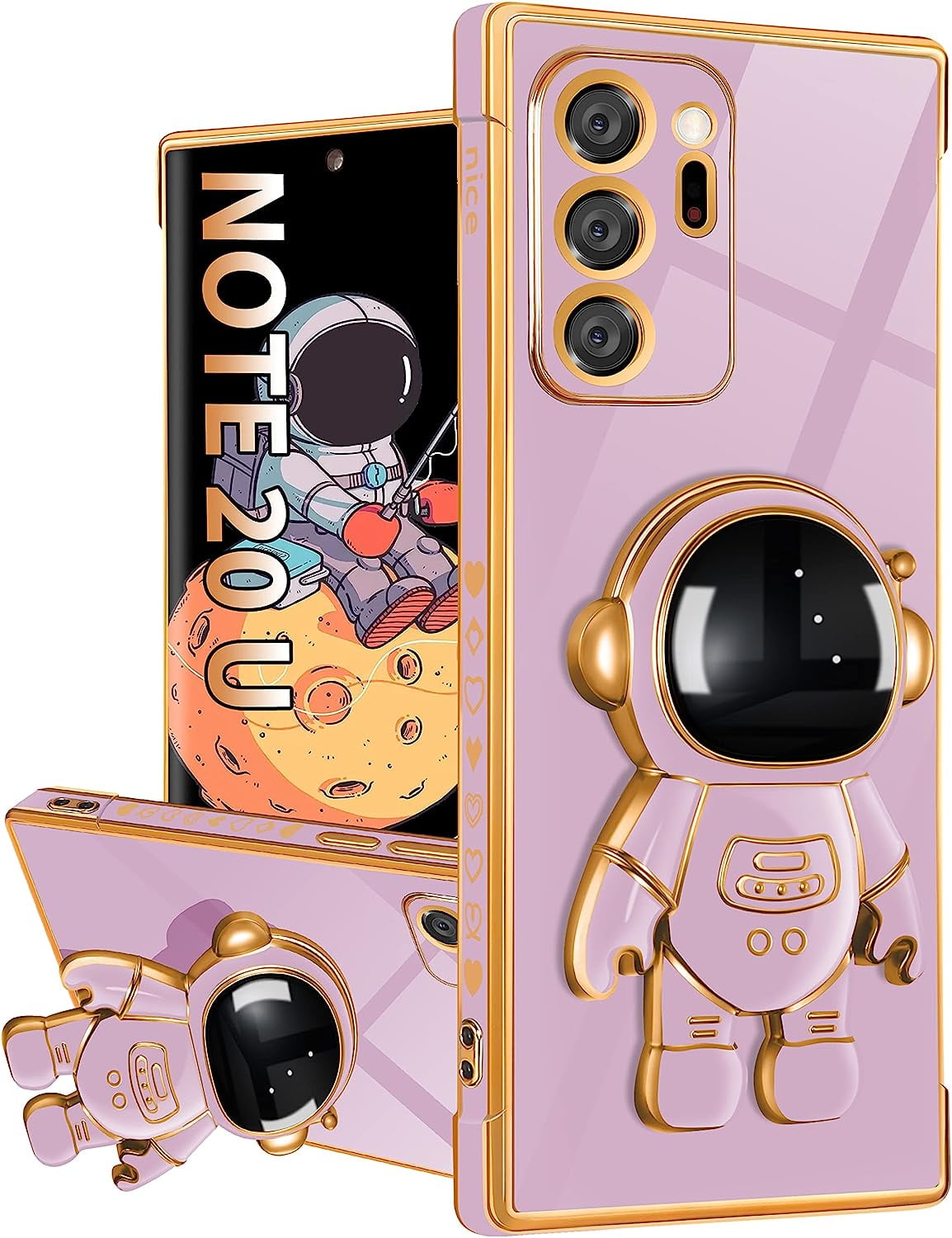 Jacyren Custodia per iPhone 12 con supporto Hidden Stand Case 6D Plating Astronaut Custodia per iPhone 12 Custodia protettiva a 360 gradi con supporto Case Cover per iPhone 12