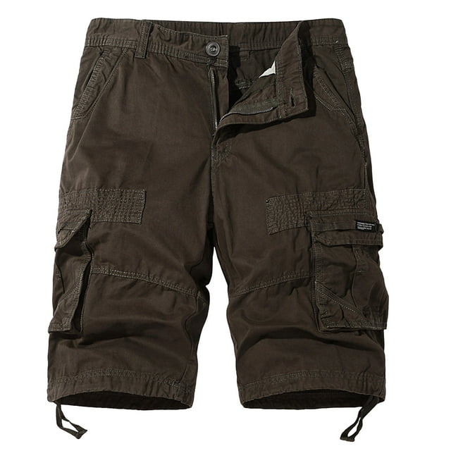 Gibobby Men's Drawstring Cargo Shorts Relaxed Fit Shorts with Pockets Work Hiking Summer Athletic Short Men(Coffee,3XL)