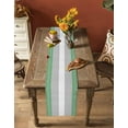thumbnail image 5 of Green Grey Stripe Table Runner 70 Inches, Modern Art Horizontal Striped Bed Runner Dresser Scarves Tabletop for Indoor Outdoor Parties/Ceremony/Banquet, 13" x 70", 5 of 8