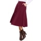 thumbnail image 4 of Falda de pana para mujer, con botones en la parte delantera, de cintura alta, vintage, elástica, en línea A, acampanada, casual, midi, con bolsillos, color burdeos, 4 of 6