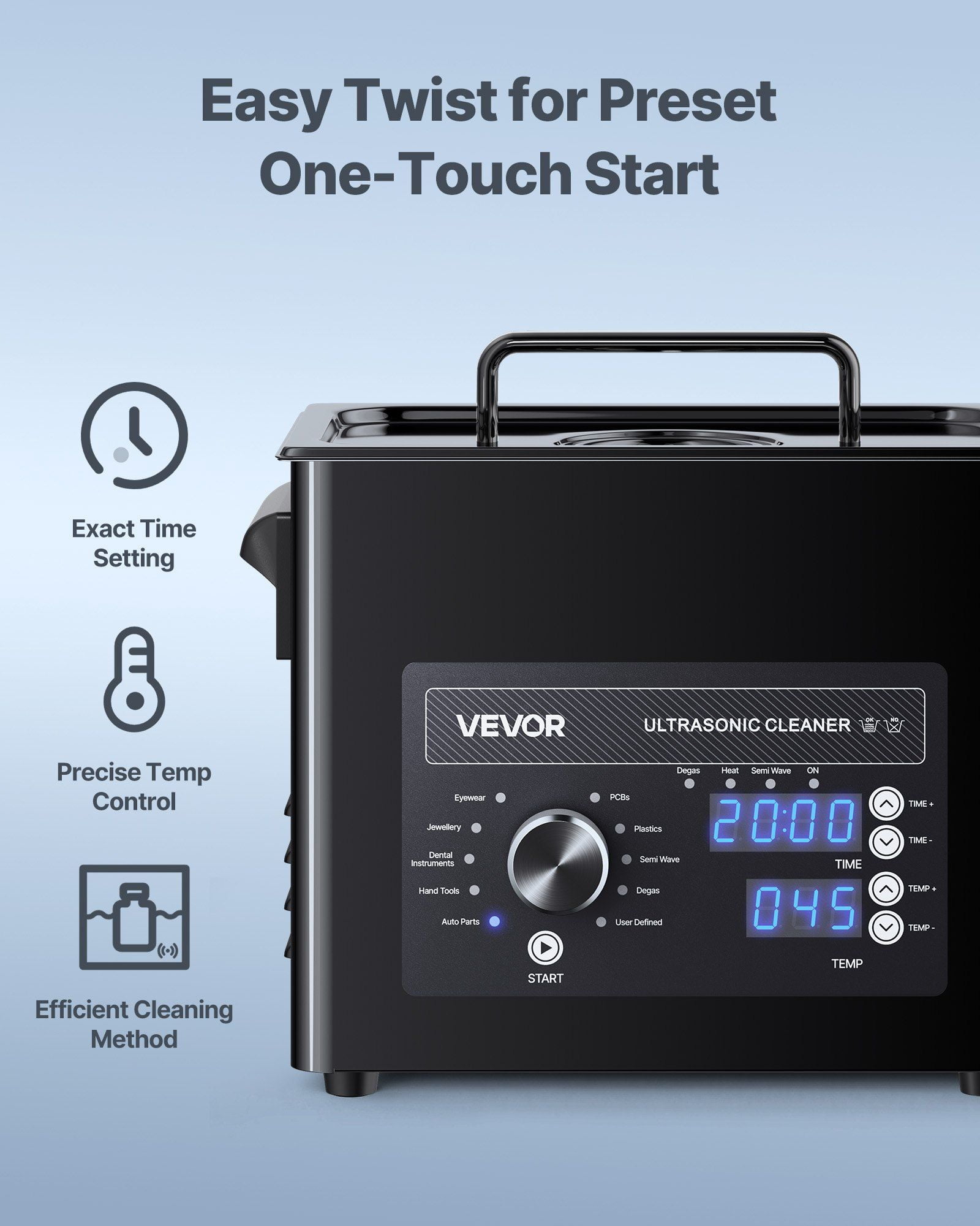 3L Professional Ultrasonic Cleaner Machine with Knob Control Stainless Steel with Basket and Cleaning Ball for Watches Razors Jewelry Coins