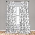 thumbnail image 5 of Ambesonne Cats Curtains, Ornamental Kittens Art, Pair of 28"x84", Black White, 5 of 5