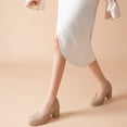 thumbnail image 2 of DADAWEN Women's Pumps Platform Chunky Heel Slip-On Dressy Shoes Nude 7US, 2 of 6