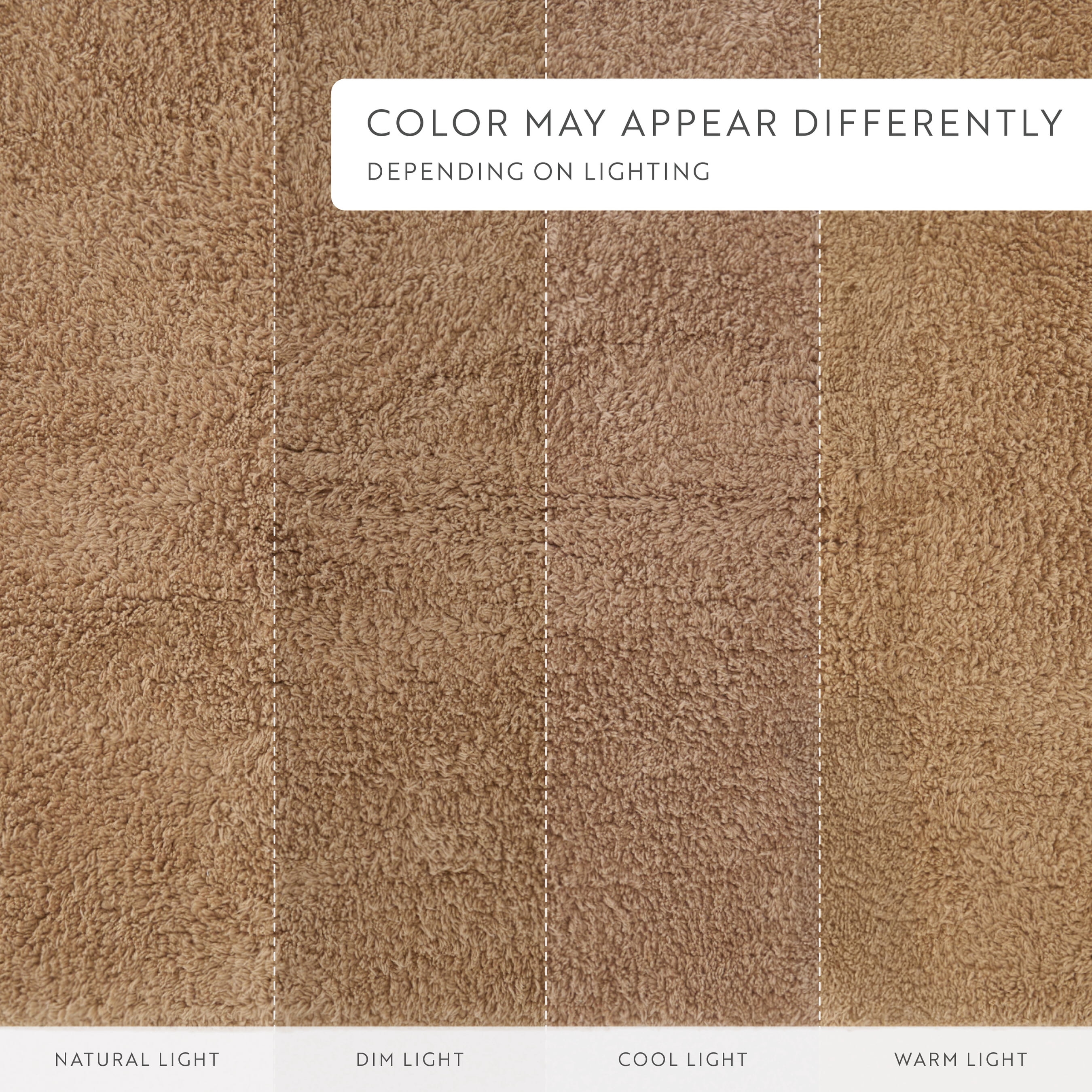 100% Cotton Reversible Solid Bath Mat by Comfort Canopy, Mocha, 24" x 17"