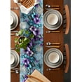 thumbnail image 2 of Purple Flower Spring Table Runner Cotton Linen 36 Inch Holiday Dresser Scarves,Blue Vintage Mottled Walls Retro Tablerunner for Kitchen Coffee Dining Bedroom Living Room Dinner Scarf Décor 13''x36'', 2 of 9