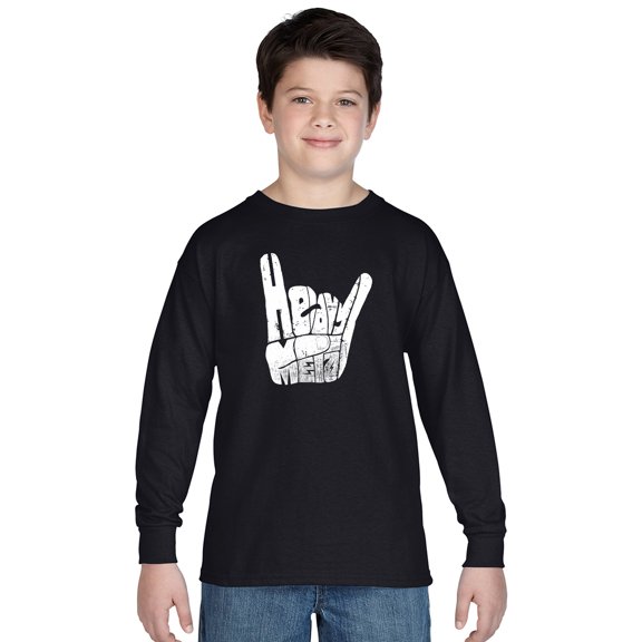 LA Pop Art Boy's Word Art Long Sleeve - Heavy Metal